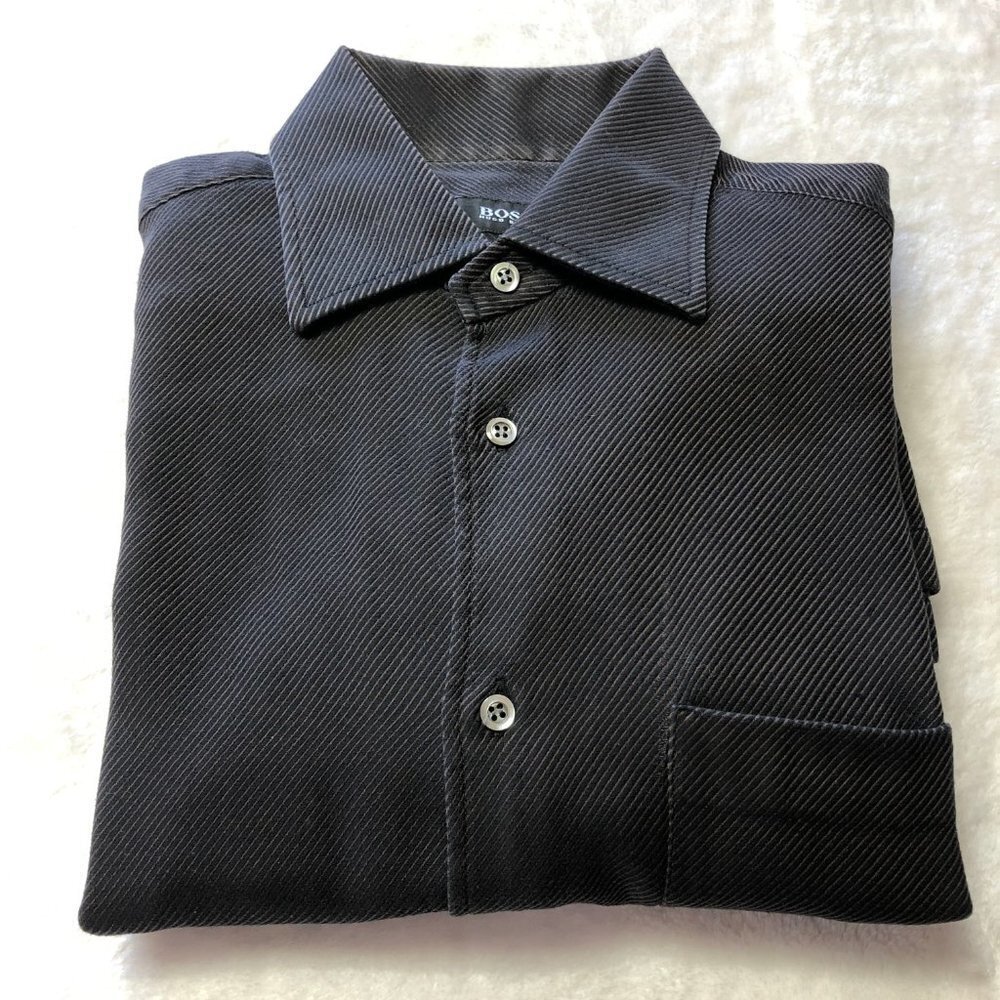 Hugo Boss Black & Brown Collared Short Sleeve Button Down Shirt Small